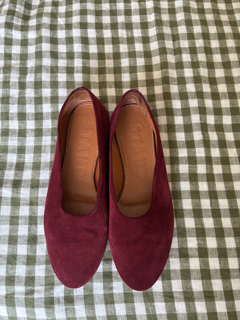 STAUD Burgundy Suede Alba Flat